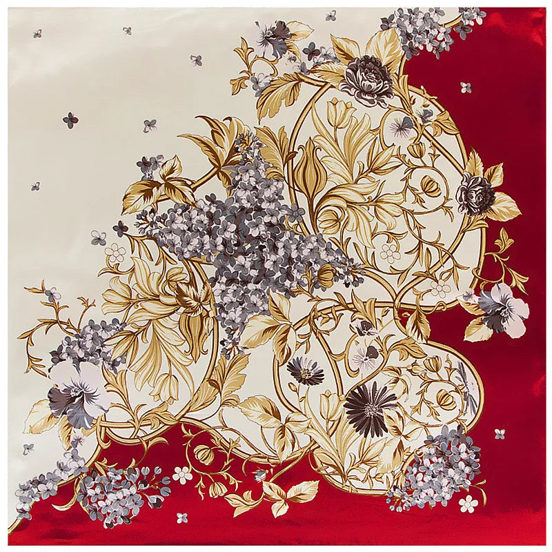 Foulard carré femme à imprimé floral – 90 × 90 cm