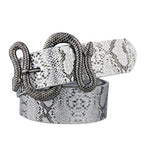 Ceinture en cuir PU motif serpent – Boucle métal