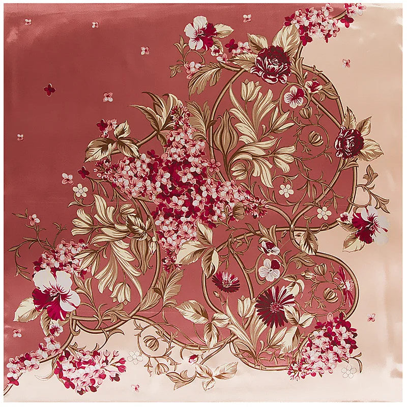 Foulard carré femme à imprimé floral – 90 × 90 cm