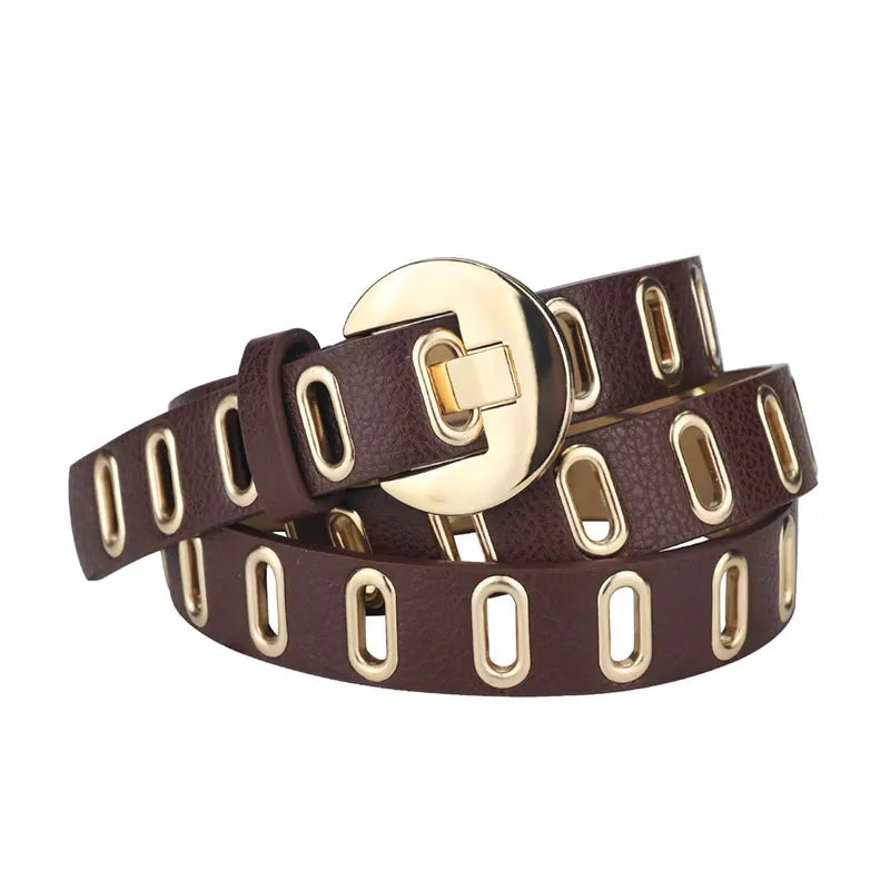 Ceinture en Cuir PU Style Grunge Punk – Boucle alliage, Longueurs ajustables