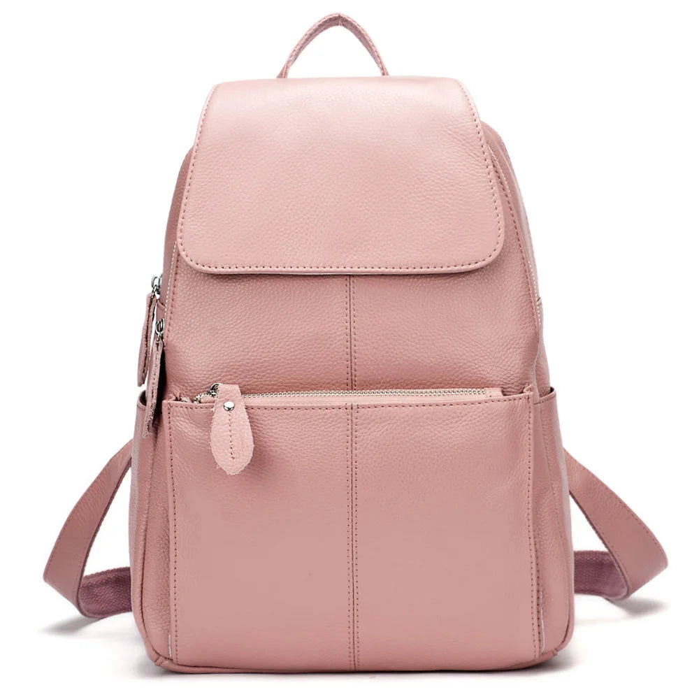 Sac à dos cuir véritable 100%  – Grande Capacité & Style Preppy