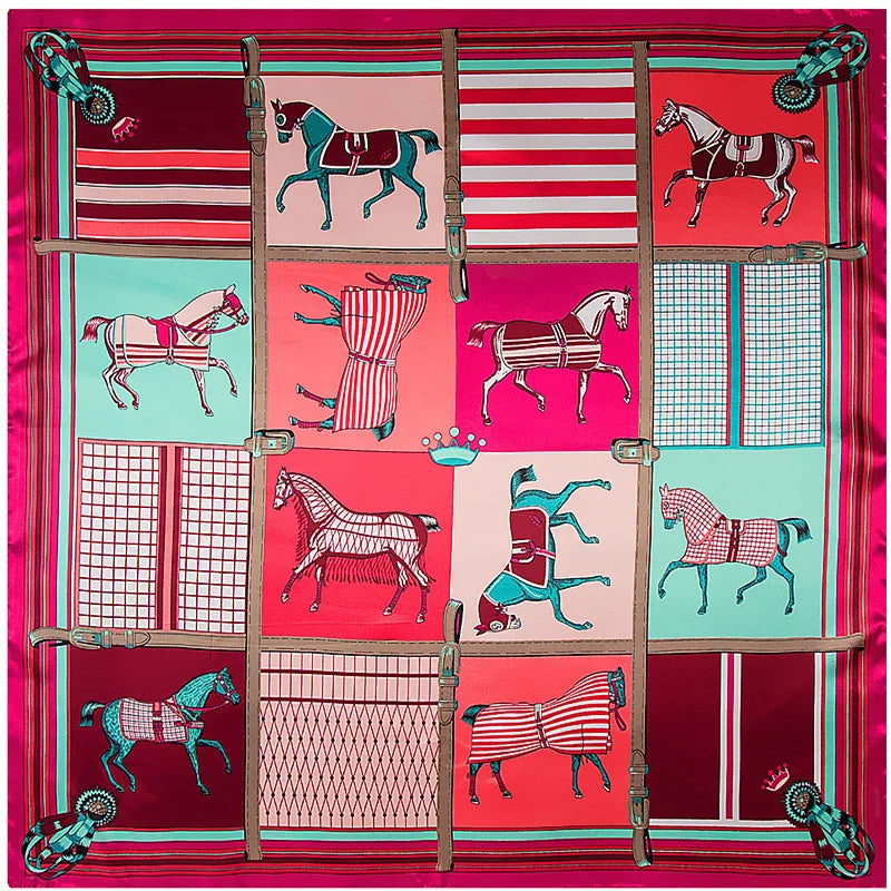 Foulard carré femme à imprimé floral – 90 × 90 cm