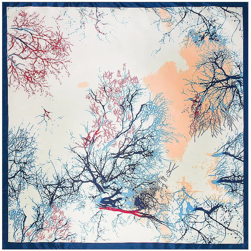 Foulard carré femme à imprimé floral – 90 × 90 cm
