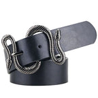 Ceinture en cuir PU motif serpent – Boucle métal