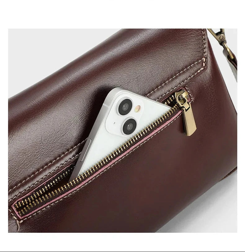 Sac Satchel en Cuir Véritable Souple Minimaliste