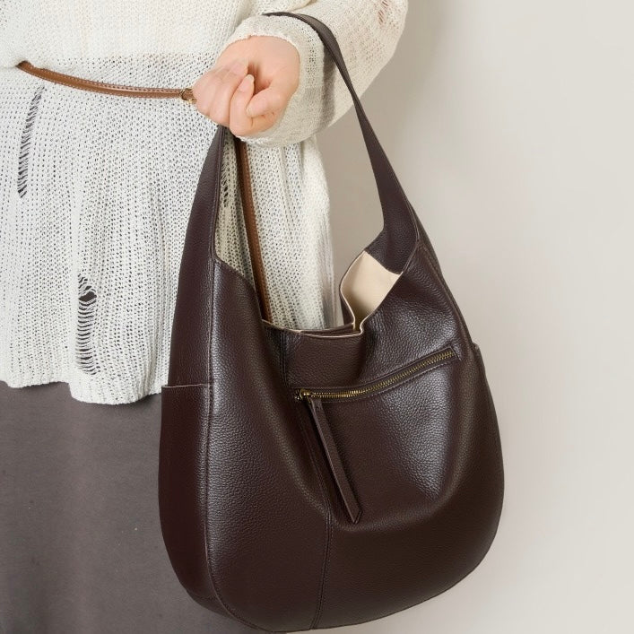 Sac à main Tote cuir véritable – Grand Format Rétro Chic & Bandoulière MYNELIA