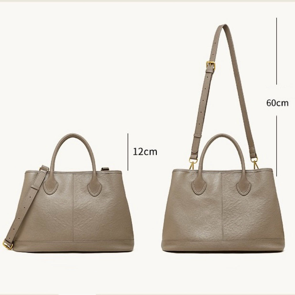 Sac à main tote en cuir véritable avec rivets -Grande Capacité, Style Vintage MYNELIA
