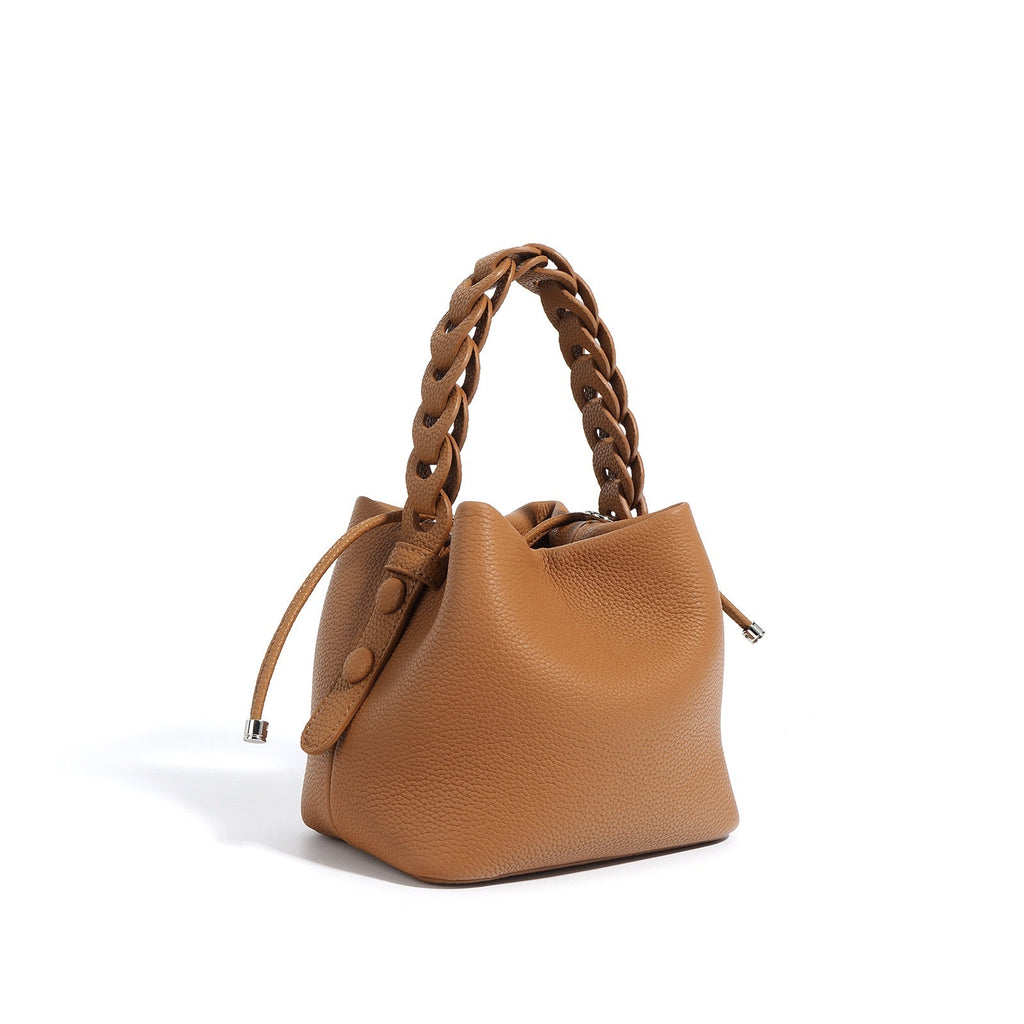 Sac bucket en cuir véritable souple – Doublure cuir