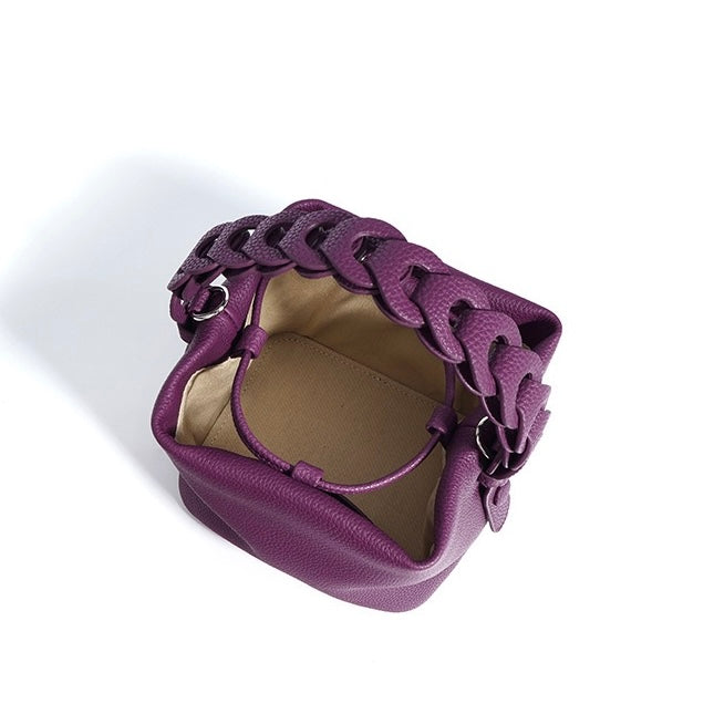 Sac bucket en cuir véritable souple – Doublure cuir