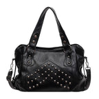 Niet Punk Handtaschen mit großem Fassungsvermögen Hochwertige Robuste Weiche Leder Casual Tragetasche Schulter Umhängetaschen Täglich Pendeln Reisen