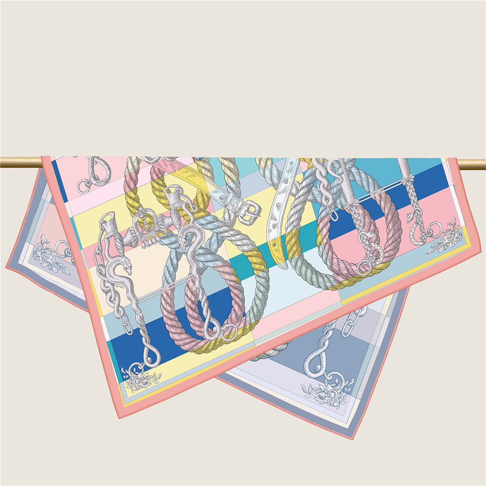 Foulard Carré en Soie Twill – Imprimé Recto-Verso 90×90 cm MYNELIA