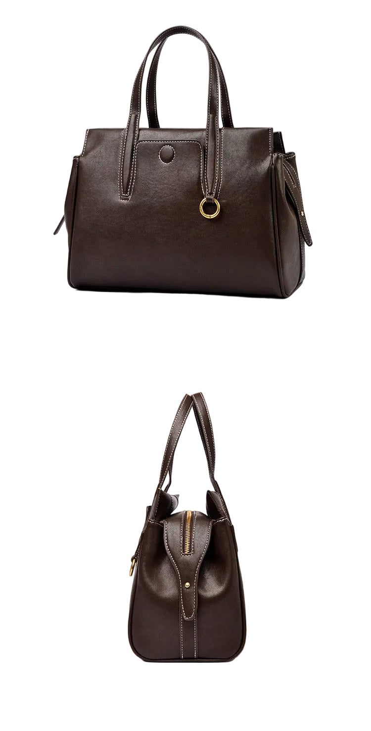 Sac Tote PU Cuir Vegan Souple Double Fermeture