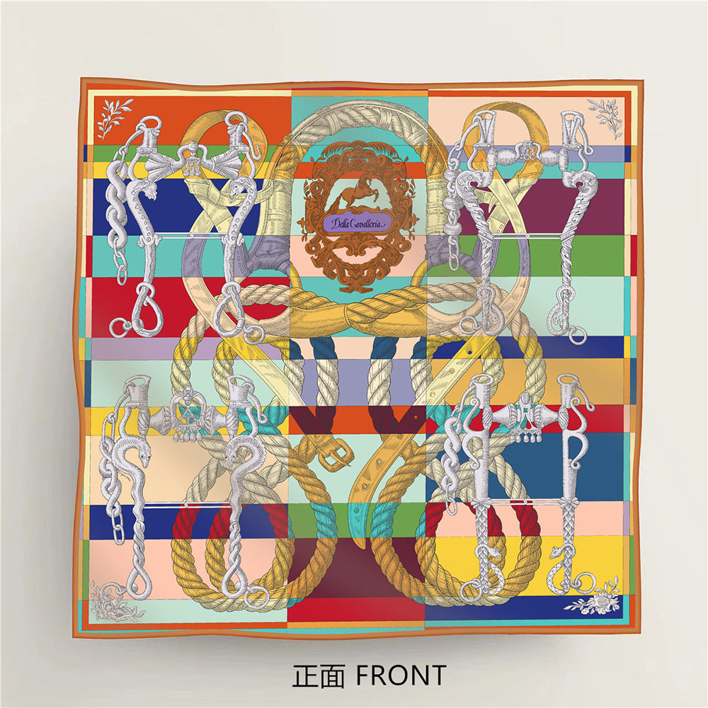 Foulard Carré en Soie Twill – Imprimé Recto-Verso 90×90 cm MYNELIA