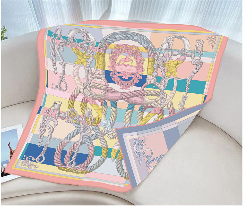 Foulard Carré en Soie Twill – Imprimé Recto-Verso 90×90 cm MYNELIA