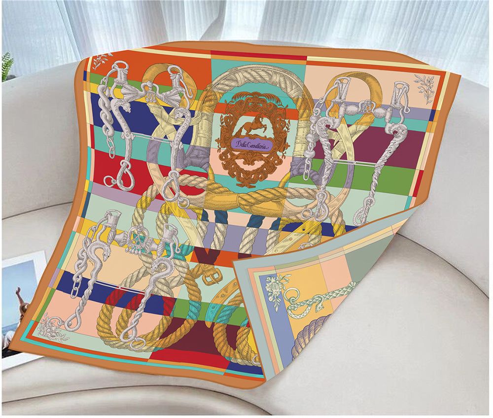 Foulard Carré en Soie Twill – Imprimé Recto-Verso 90×90 cm MYNELIA