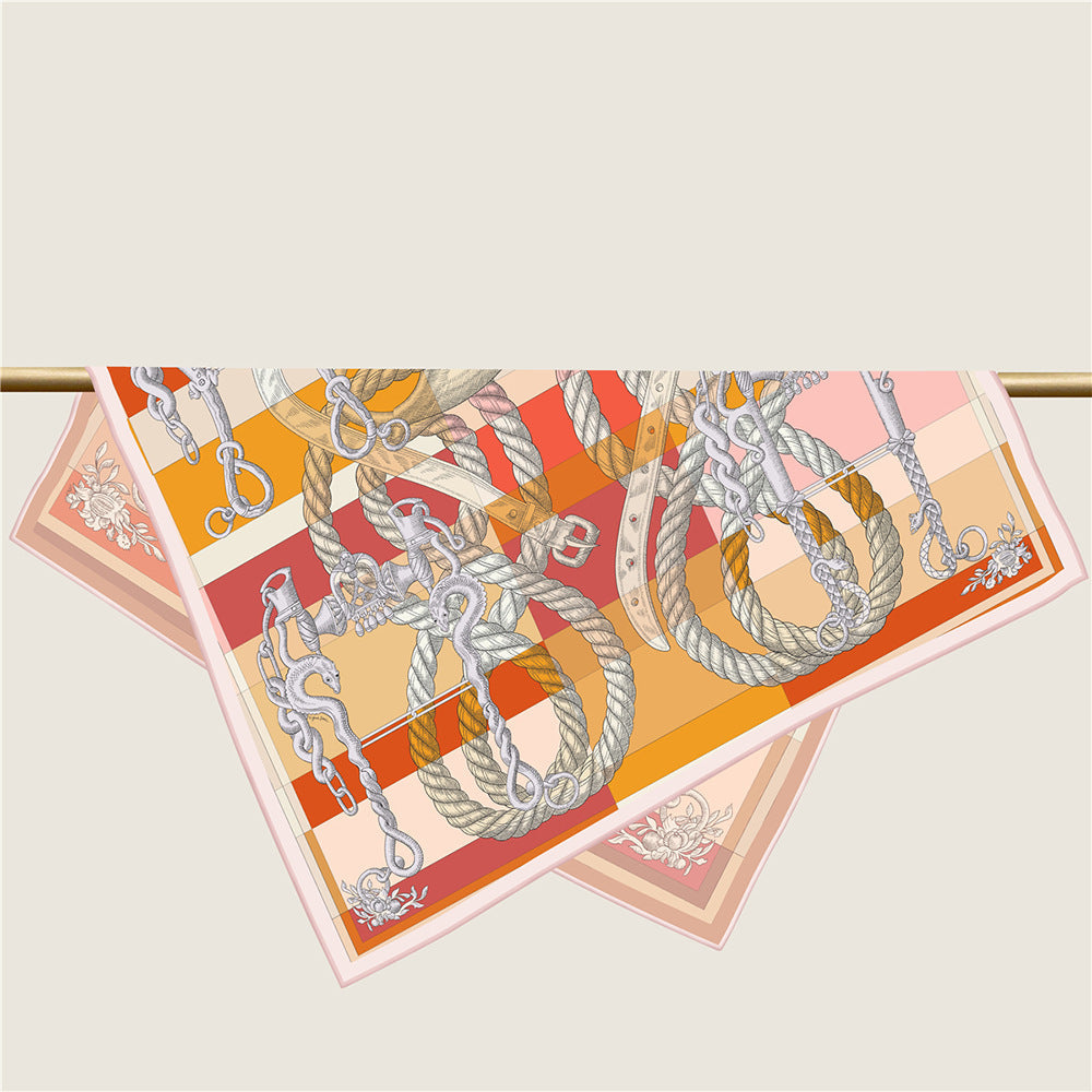 Foulard Carré en Soie Twill – Imprimé Recto-Verso 90×90 cm MYNELIA