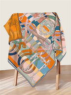 Foulard Carré en Soie Twill – Imprimé Recto-Verso 90×90 cm MYNELIA