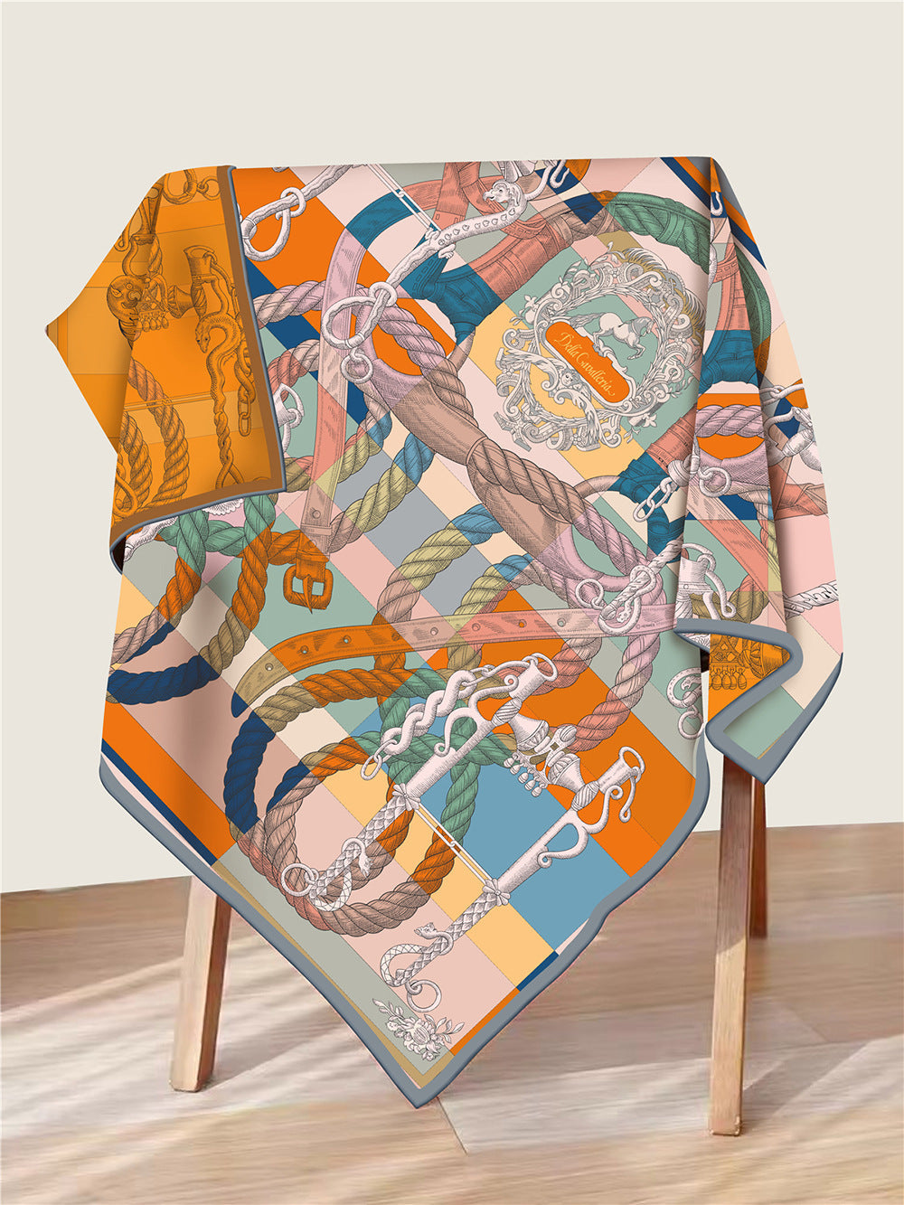 Foulard Carré en Soie Twill – Imprimé Recto-Verso 90×90 cm MYNELIA