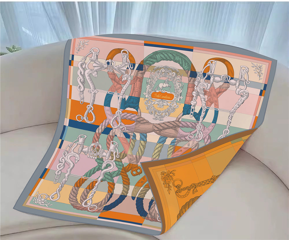 Foulard Carré en Soie Twill – Imprimé Recto-Verso 90×90 cm MYNELIA