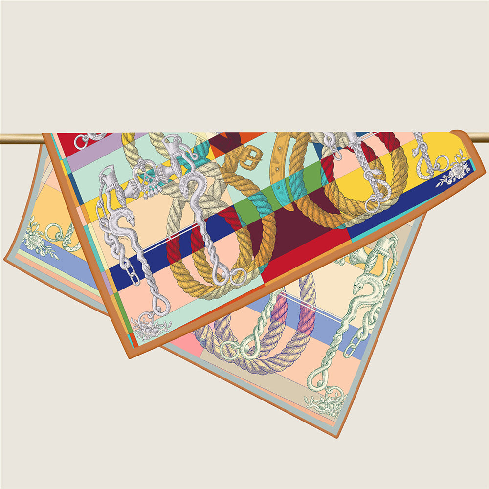 Foulard Carré en Soie Twill – Imprimé Recto-Verso 90×90 cm MYNELIA