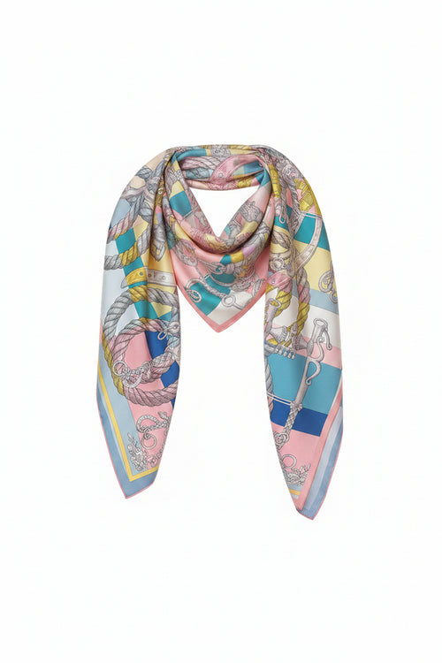 Foulard Carré en Soie Twill – Imprimé Recto-Verso 90×90 cm MYNELIA