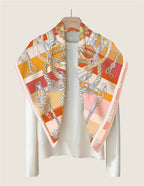 Foulard Carré en Soie Twill – Imprimé Recto-Verso 90×90 cm MYNELIA
