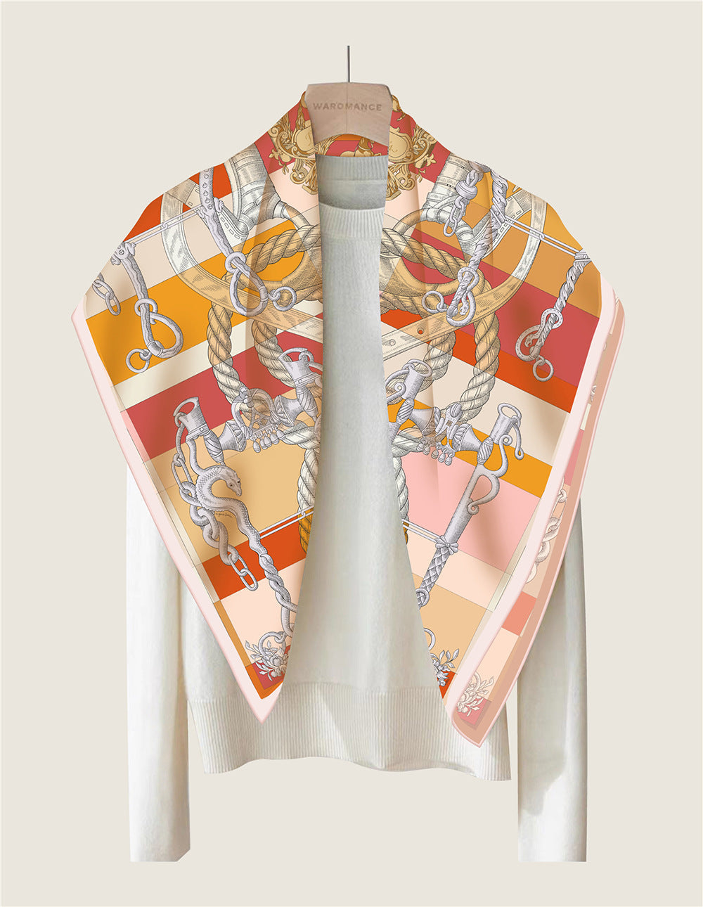Foulard Carré en Soie Twill – Imprimé Recto-Verso 90×90 cm MYNELIA