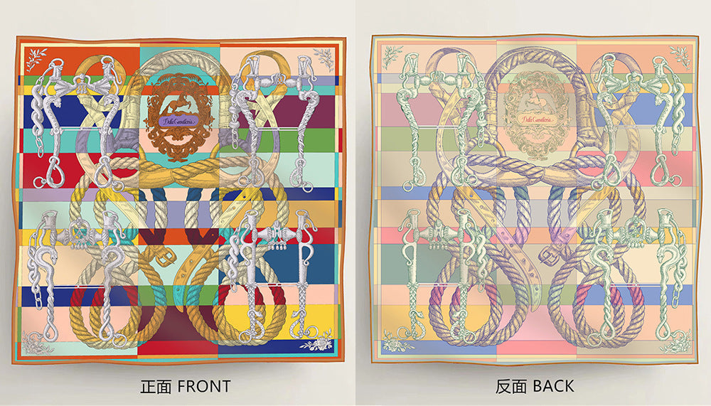 Foulard Carré en Soie Twill – Imprimé Recto-Verso 90×90 cm MYNELIA
