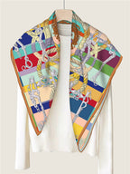 Foulard Carré en Soie Twill – Imprimé Recto-Verso 90×90 cm MYNELIA