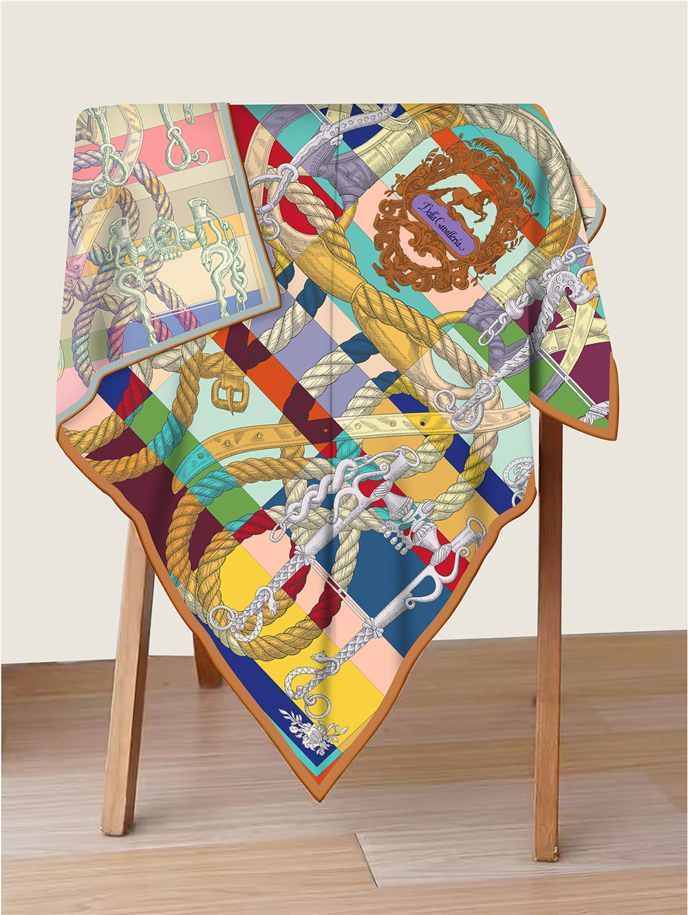 Foulard Carré en Soie Twill – Imprimé Recto-Verso 90×90 cm MYNELIA