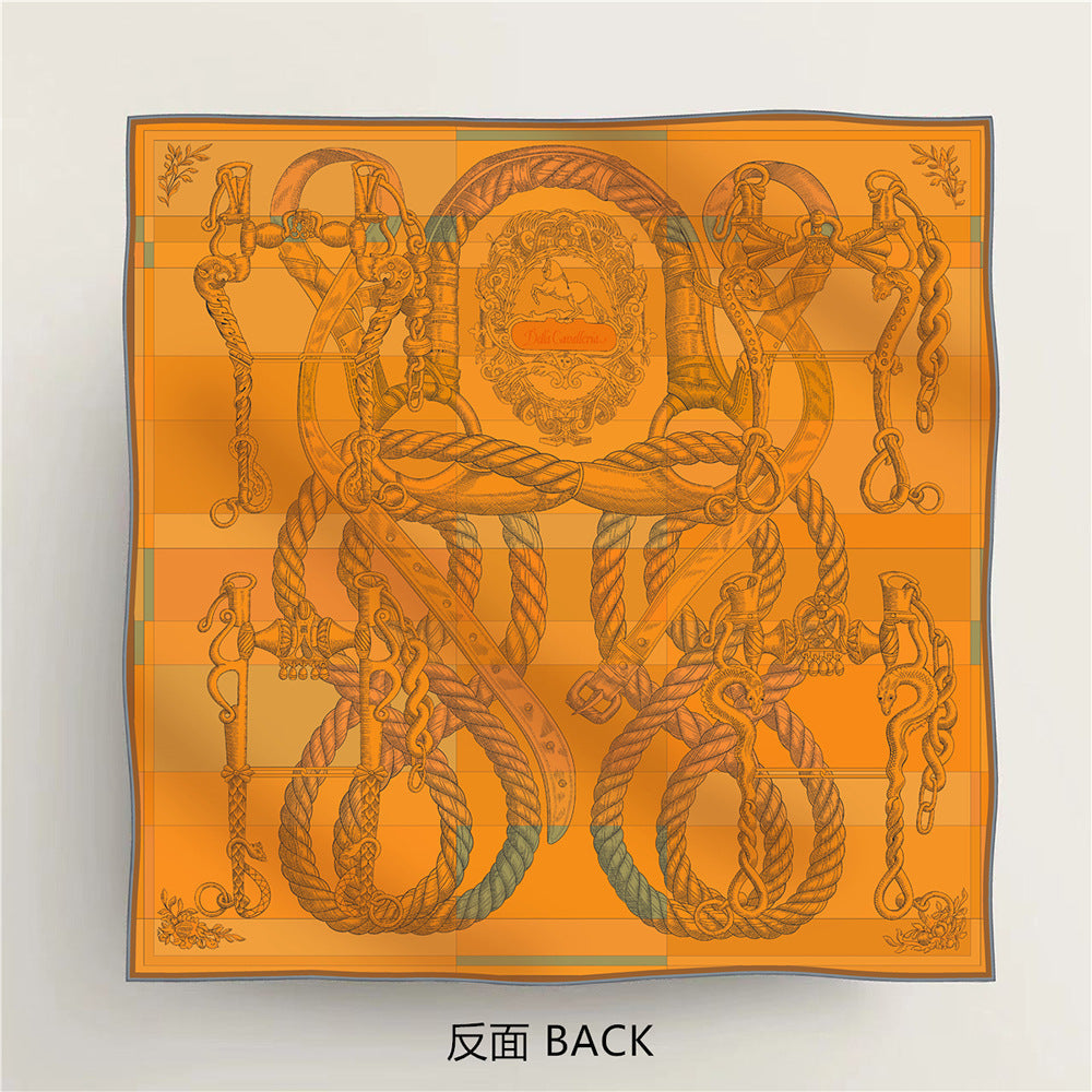 Foulard Carré en Soie Twill – Imprimé Recto-Verso 90×90 cm MYNELIA