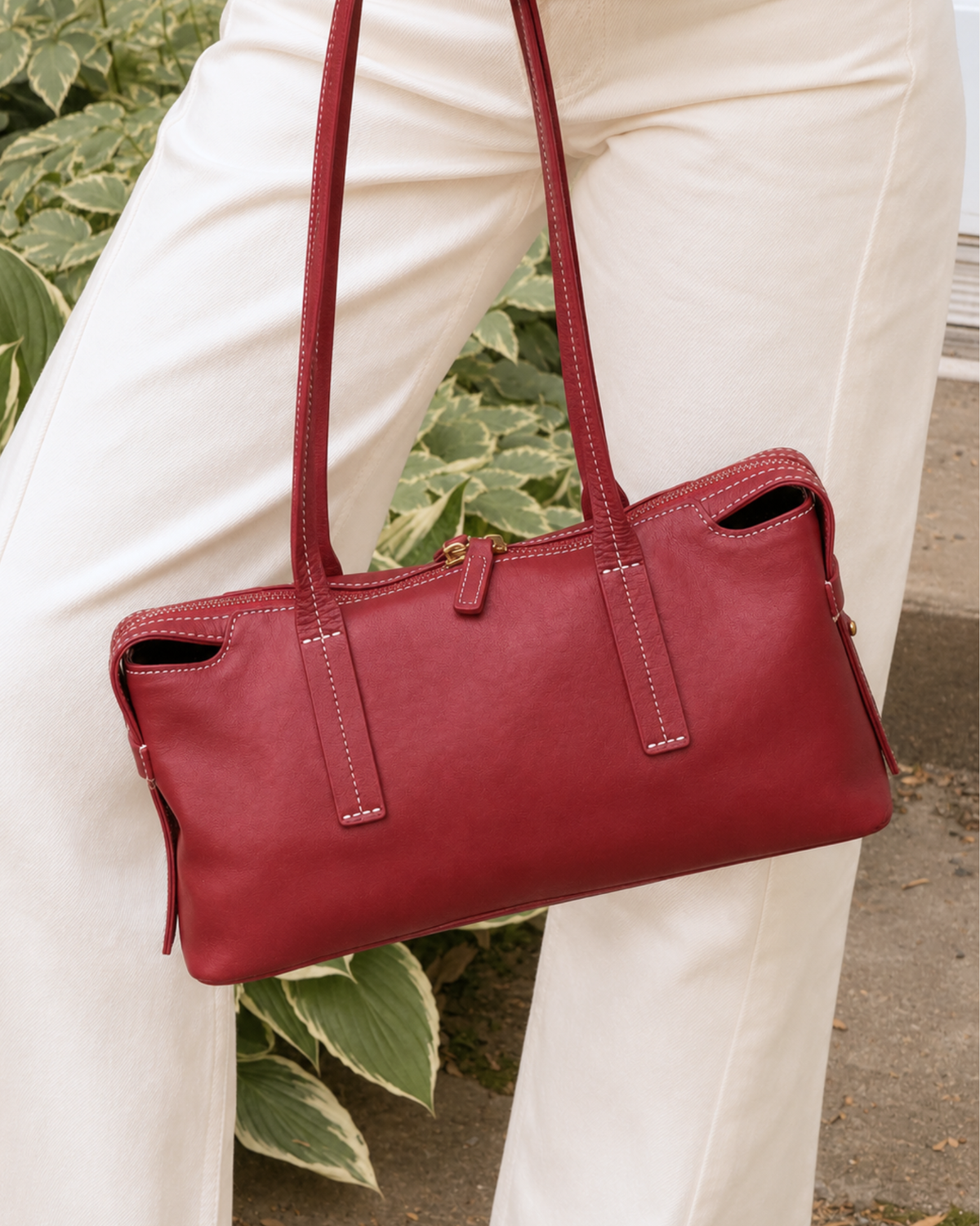Sac Bowling cuir véritable Double anse – Élégance & Initiales Personnalisées
