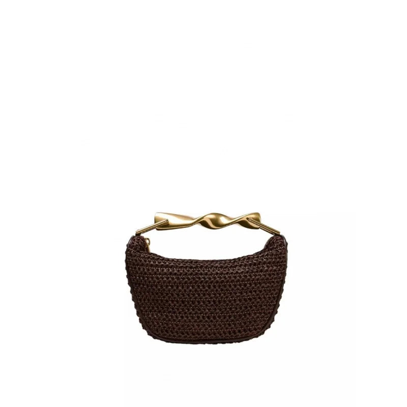 Sac Hobo tressé anse métallique-Rouille & Chocolat