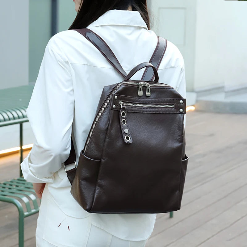 Sac à dos cuir véritable – Style rétro minimaliste