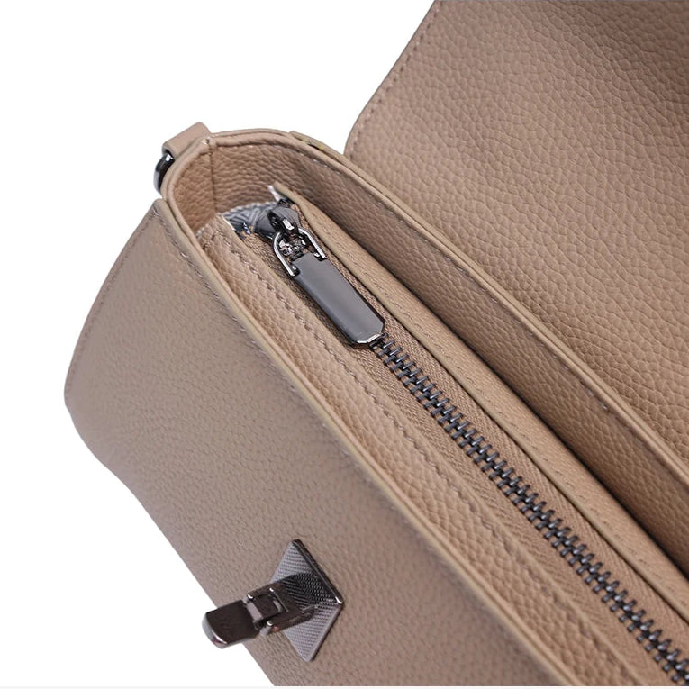 Sac à main en cuir grain Litchi Femme – Boucle Métal