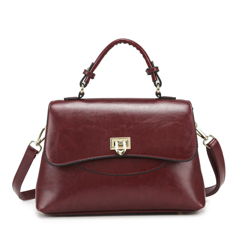 Sac en cuir PU Souple Urbain Lock Buckle Poche Épaule Croisé