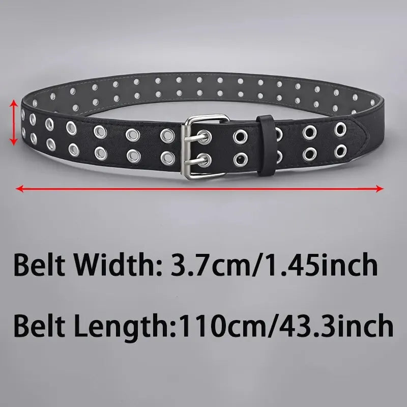 Ceinture Tendance Double Trou — Style Y2K Punk Rock, Sans Poinçon, 110 cm MYNELIA
