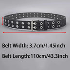 Ceinture Tendance Double Trou — Style Y2K Punk Rock, Sans Poinçon, 110 cm MYNELIA