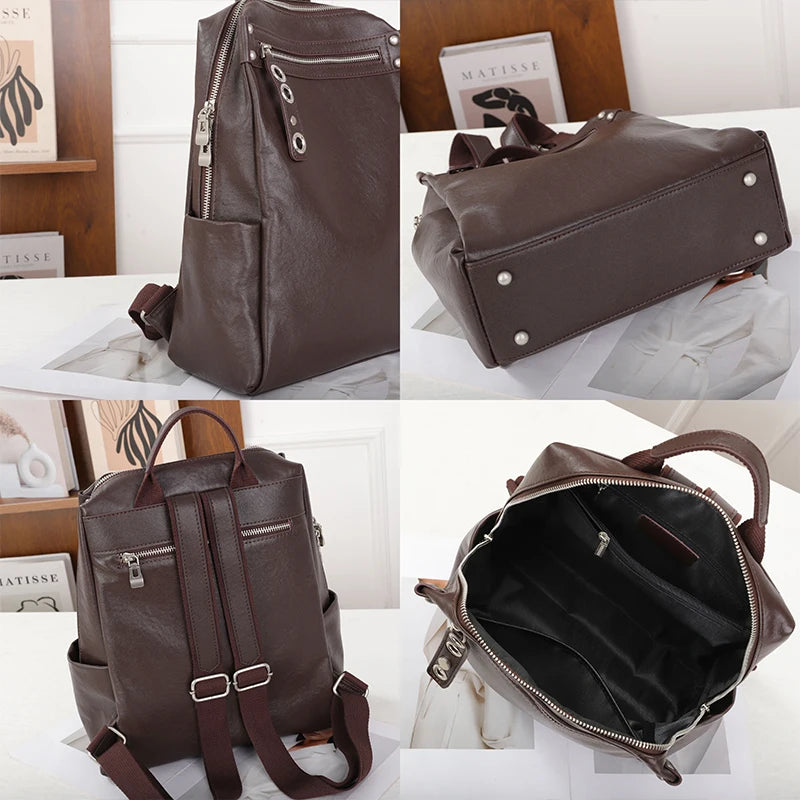 Sac à dos cuir véritable – Style rétro minimaliste