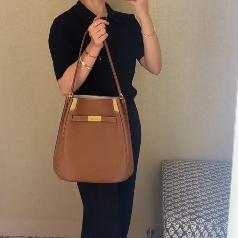 Sac Seau Cuir Véritable Doublure Cuir Hydrofuge