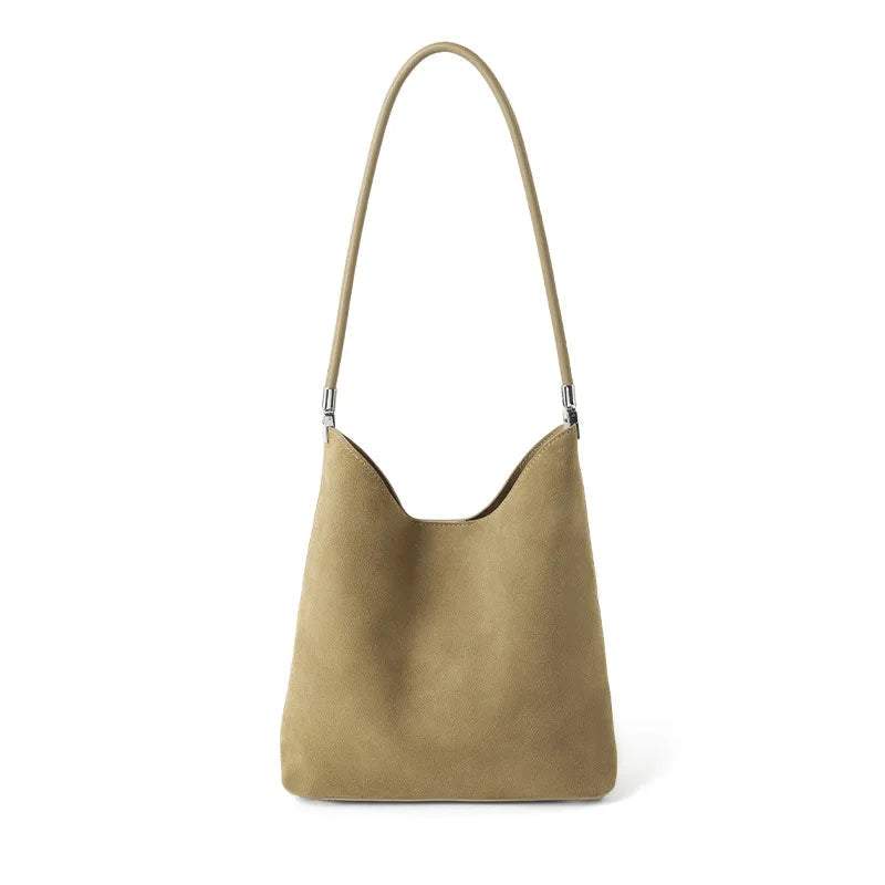 Sac hobo femme en cuir de vache véritable – Forme Bucket, Fermeture Magnétique MYNELIA