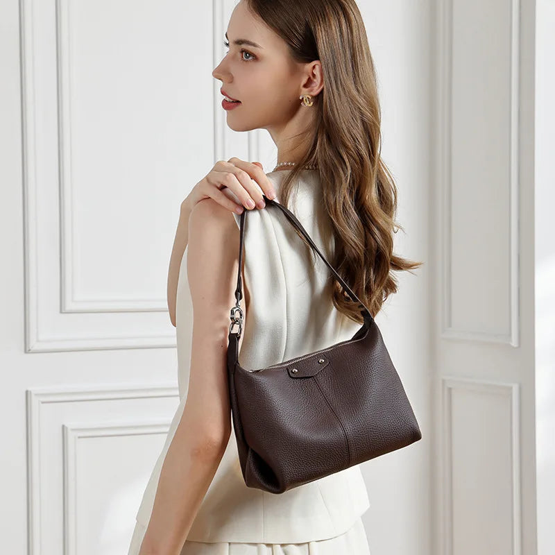 Sac à main Cuir Grainé Litchi | Bandoulière & Épaule Femme MYNELIA