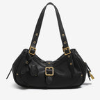 Sac épaule vintage esprit biker en cuir PU