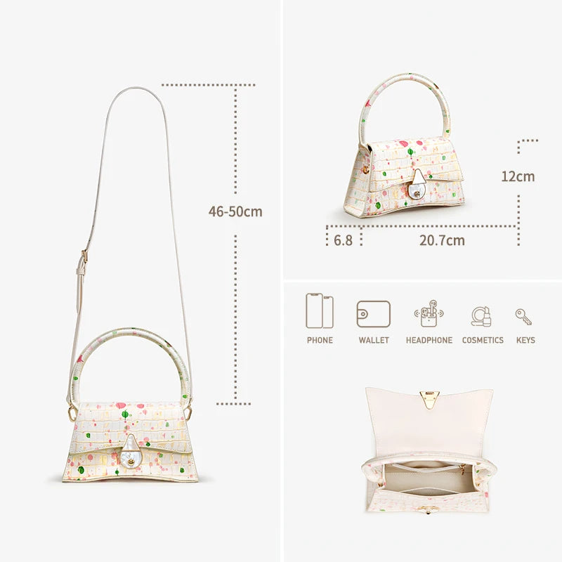 Sac en cuir véritable LAFESTIN – Motif floral,Poche rabat