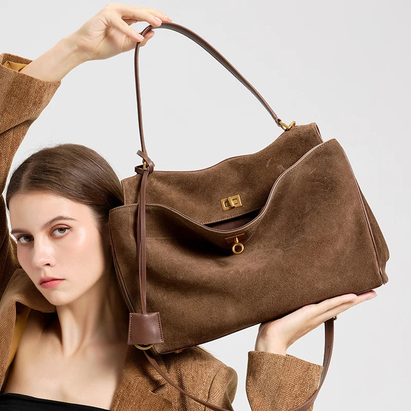 Grand sac à main femme en cuir véritable souple MYNELIA
