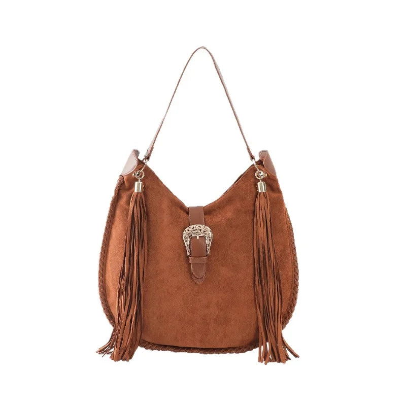 Sac bandoulière  femme – Daim Tissé à franges