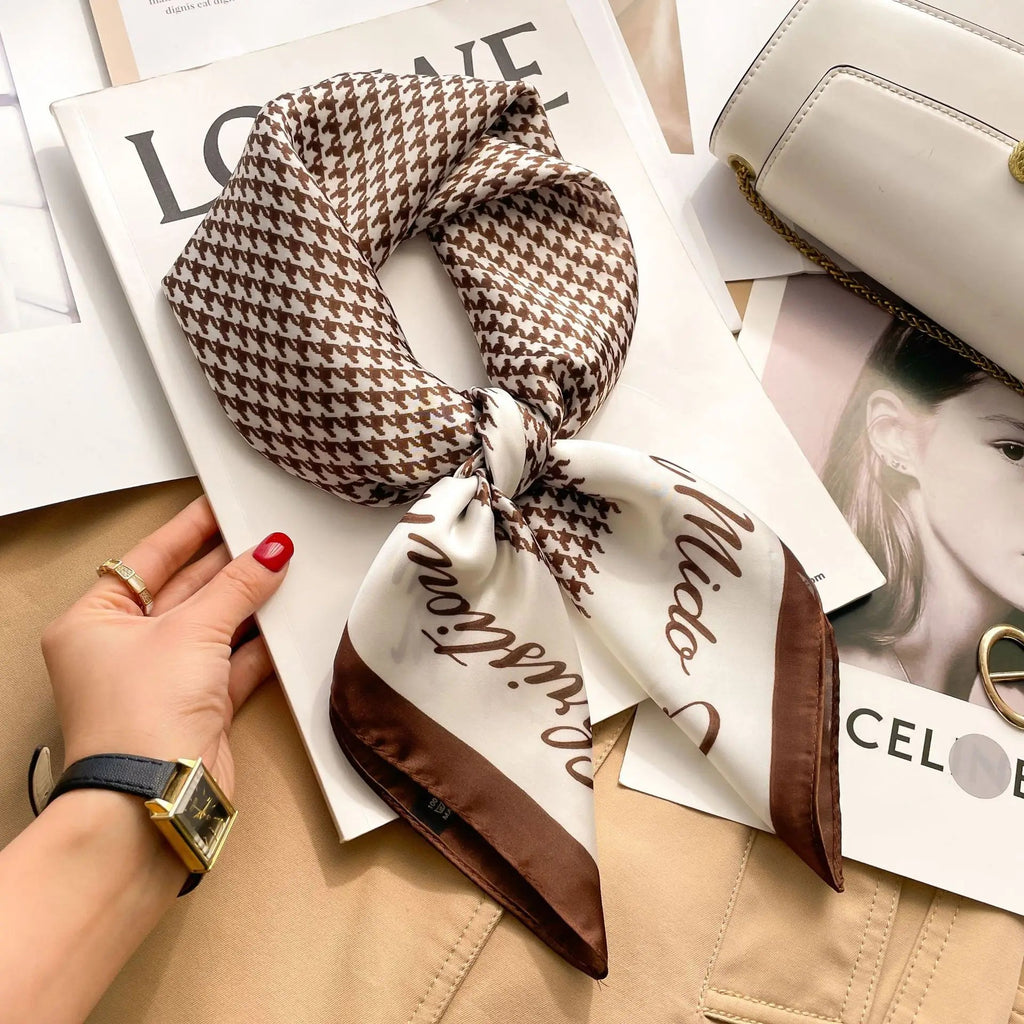 70cm Neckerchief Female Luxury Square Scarf for Women Silk Feeling Shawl Satin Hijab Wraps Hair Bands Ribbon Headband Bandann MYNELIA