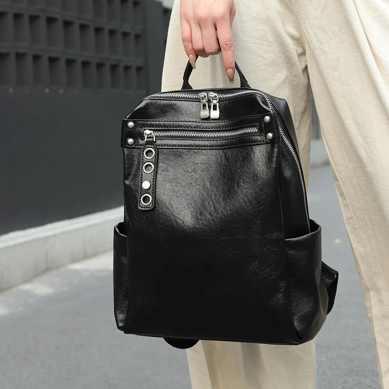 Sac à dos cuir véritable – Style rétro minimaliste