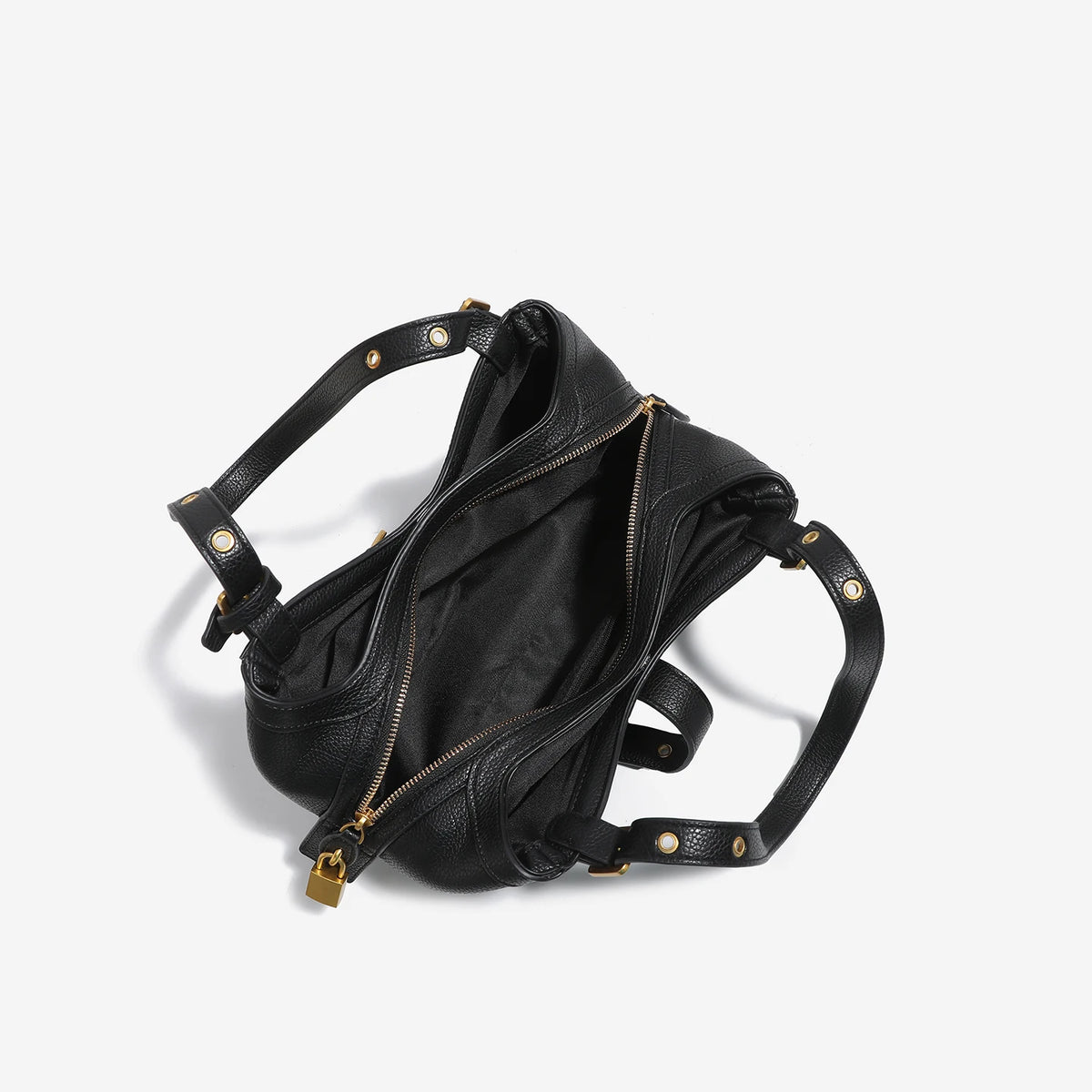 Sac épaule vintage esprit biker en cuir PU