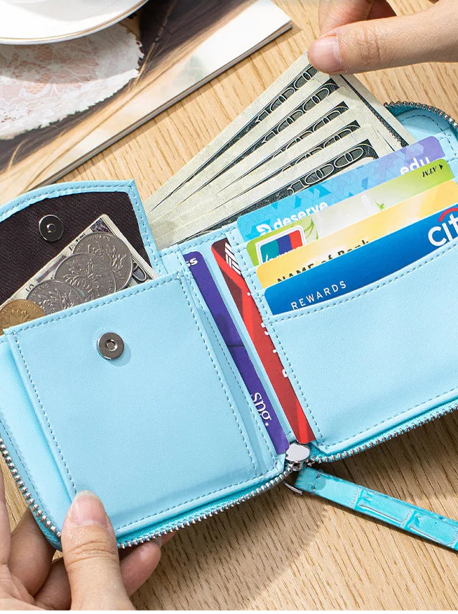 Portefeuille en cuir véritable – Motif alligator, protection RFID,8 compartiments